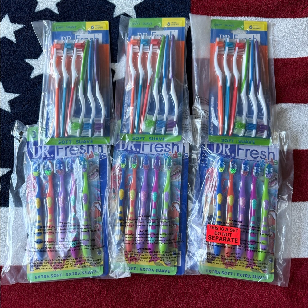 Dr. Fresh Extra Soft Toothbrush 3 Set of 6 and Soft Toothbrush 3 Set of 5